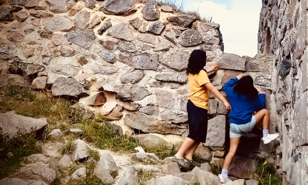 Kids climbing